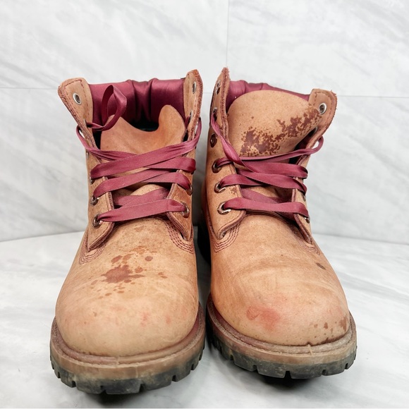 Timberland Satin Collar Waterbuck Leather Boot Pomegranate 7.5 - Picture 3 of 9